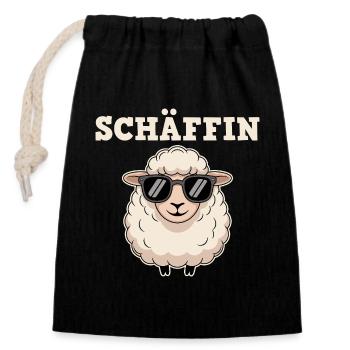 Vorgesetzte Beste Chefin Schaf - Verschließbarer Geschenkbeutel aus Baumwolle (14x20cm) - Schwarz - Vorne
