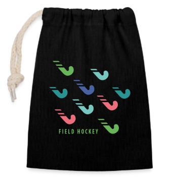 Hockey stick - Closable cotton gift bag (14x20cm) - black - Front