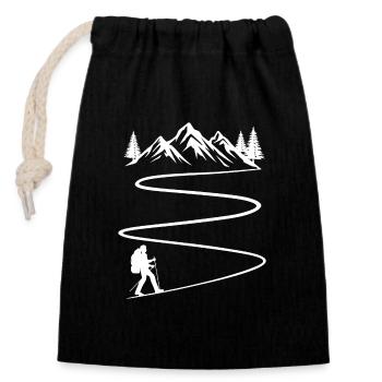 Wander t-shirt wanderer berge - Verschließbarer Geschenkbeutel aus Baumwolle (14x20cm) - Schwarz - Vorne