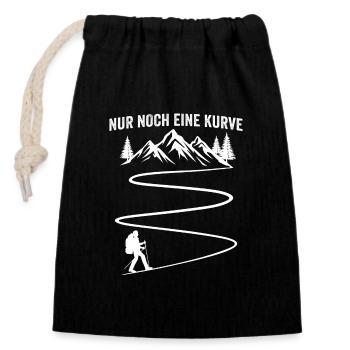 nur noch eine kurve wanderer t-shirt wandern - Verschließbarer Geschenkbeutel aus Baumwolle (14x20cm) - Schwarz - Vorne