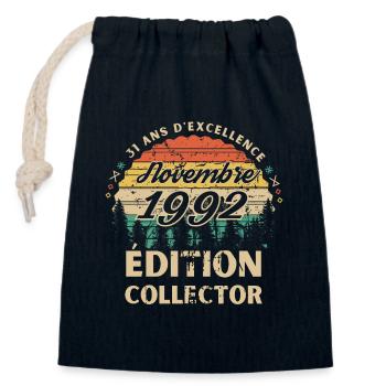 31 ans Novembre 1992 édition collector - Sac cadeau en coton avec cordon (14 x 20 cm) - bleu marine - Devant