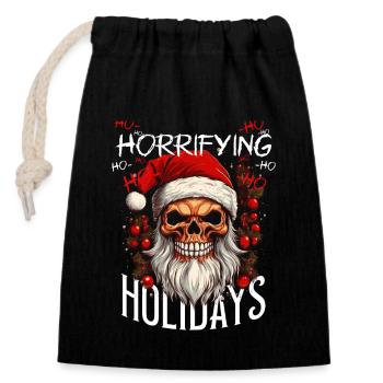 Totenkopf Weihnachtsmann Horrifying Holidays - Verschließbarer Geschenkbeutel aus Baumwolle (14x20cm) - Schwarz - Vorne