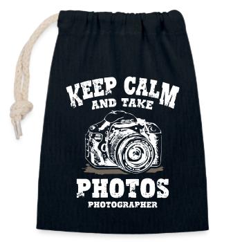 Keep Calm and Take Photos - Closable cotton gift bag (14x20cm) - navy - Front