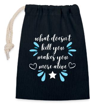what doesn't kill you- with blue - Verschließbarer Geschenkbeutel aus Baumwolle (14x20cm) - Navy - Vorne
