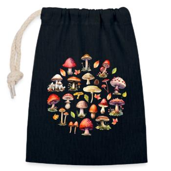 Woodland Mushroom Collection for Nature Lovers - Closable cotton gift bag (14x20cm) - navy - Front