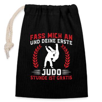 Judo Kampfkunst Japan Geschenk für Judoka - Verschließbarer Geschenkbeutel aus Baumwolle (14x20cm) - Schwarz - Vorne