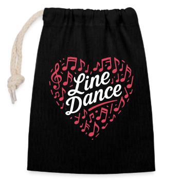 Linedance - Tanz mit Herz - Musik Geschenk - Verschließbarer Geschenkbeutel aus Baumwolle (14x20cm) - Schwarz - Vorne