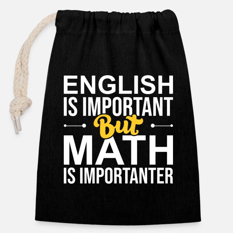 English And Math Funny Graphic - Closable cotton gift bag (14x20cm) - black
