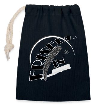 Hairdresser Razor Salon black white - Closable cotton gift bag (14x20cm) - navy - Front