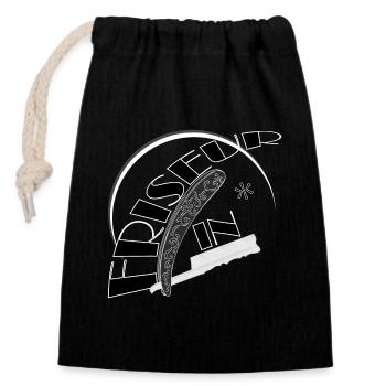 Hairdresser Razor Salon black white - Closable cotton gift bag (14x20cm) - black - Front
