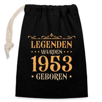 1953 Jahrgang 70er 70. Geburtstag Geschenkidee - Verschließbarer Geschenkbeutel aus Baumwolle (14x20cm) - Schwarz - Vorne
