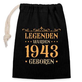 1943 Jahrgang 80er 80. Geburtstag Geschenkidee - Verschließbarer Geschenkbeutel aus Baumwolle (14x20cm) - Schwarz - Vorne