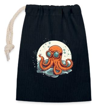 Nerdy Comic Oktopus mit Brille - Verschließbarer Geschenkbeutel aus Baumwolle (14x20cm) - Navy - Vorne