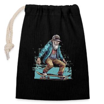 Cool vieil homme en tant que skater hipster avec casquette - Sac cadeau en coton avec cordon (14 x 20 cm) - noir - Devant
