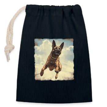 Belgischer Schäferhund Vintage - Verschließbarer Geschenkbeutel aus Baumwolle (14x20cm) - Navy - Vorne