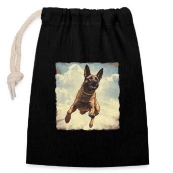 Belgian Shepherd Vintage - Closable cotton gift bag (14x20cm) - black - Front