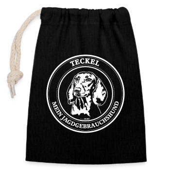 Teckel Jagdgebrauchshund Jagdhund Hunde Wilsigns - Verschließbarer Geschenkbeutel aus Baumwolle (14x20cm) - Schwarz - Vorne