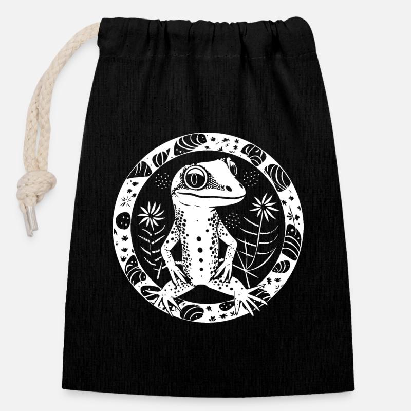 gecko - Closable cotton gift bag (14x20cm) - black