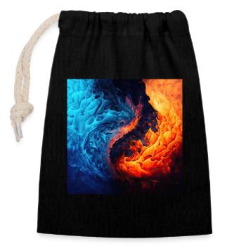 Water And Flame Pattern - Closable cotton gift bag (14x20cm) - black - Front
