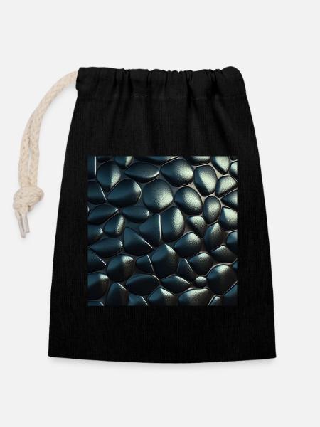 Black Cobblestone Metallic Textured Pattern - Closable cotton gift bag (14x20cm) - black