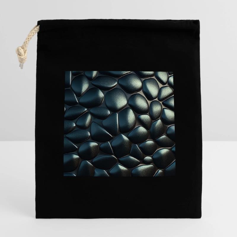 Black Cobblestone Metallic Textured Pattern Closable cotton gift bag (14x20cm)