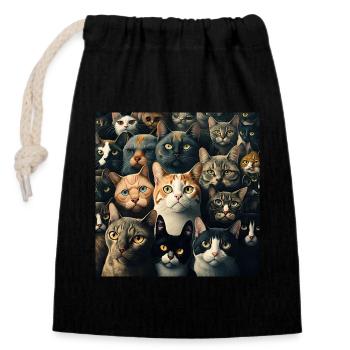 Modèle de chats - Sac cadeau en coton avec cordon (14 x 20 cm) - noir - Devant