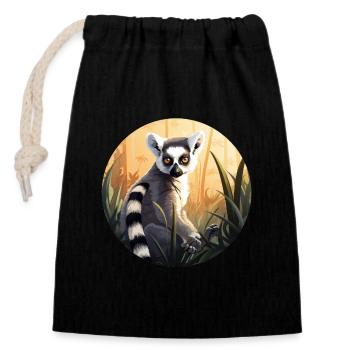 Lemur - Closable cotton gift bag (14x20cm) - black - Front