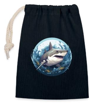 Hai - Verschließbarer Geschenkbeutel aus Baumwolle (14x20cm) - Navy - Vorne