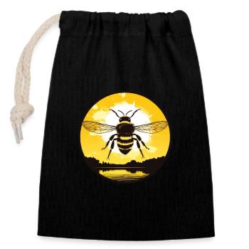 Abeille - Sac cadeau en coton avec cordon (14 x 20 cm) - noir - Devant