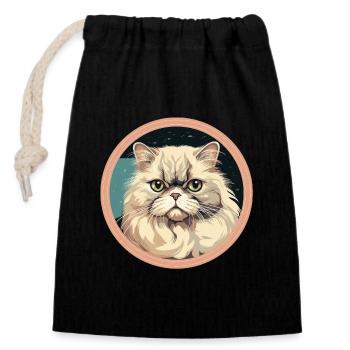 Persian cat - Closable cotton gift bag (14x20cm) - black - Front