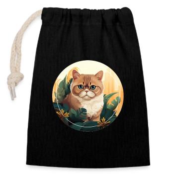 Exotic Shorthair Cat - Closable cotton gift bag (14x20cm) - black - Front
