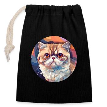 Chat exotique à poil court - Sac cadeau en coton avec cordon (14 x 20 cm) - noir - Devant