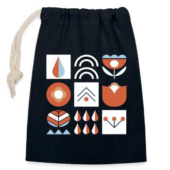 Geometrische Naturgrafik - Verschließbarer Geschenkbeutel aus Baumwolle (14x20cm) - Navy - Vorne