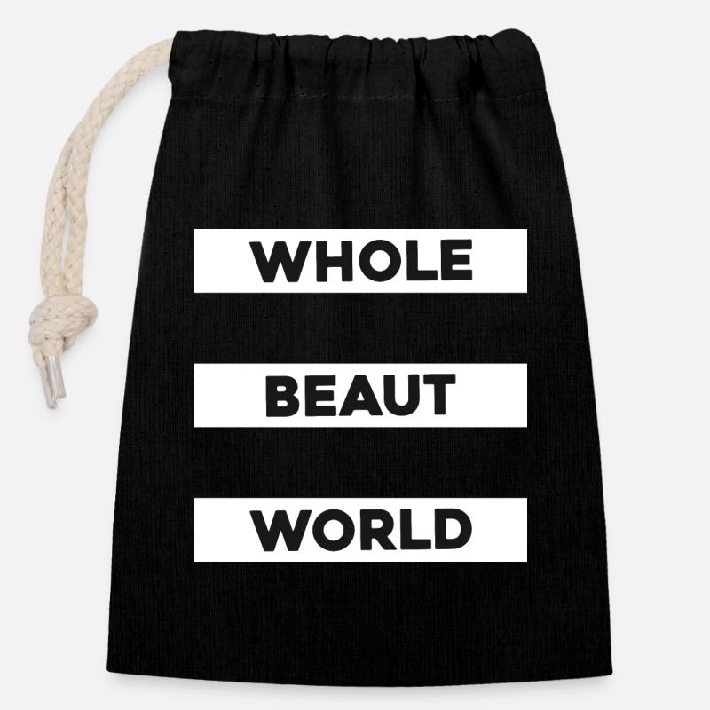 Beautiful World Quote - Closable cotton gift bag (14x20cm) - black