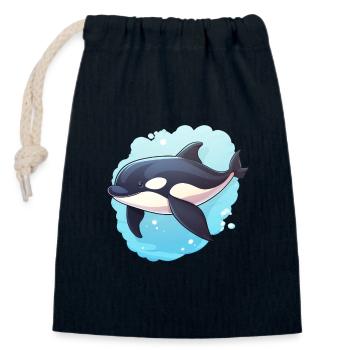 Killer whale - Closable cotton gift bag (14x20cm) - navy - Front