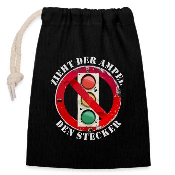 Zieht der Ampel den Stecker - Verschließbarer Geschenkbeutel aus Baumwolle (14x20cm) - Schwarz - Vorne