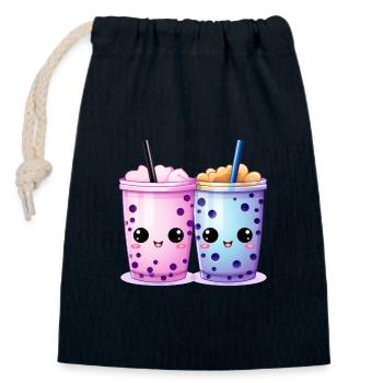 Kawaii Bubble Tea Boba Tea - Closable cotton gift bag (14x20cm) - navy - Front