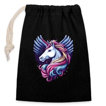 LICORNE CONTE DE FÉES PRINCESSE CHÂTEAU MAGIQUE CRÉATIF - Sac cadeau en coton avec cordon (14 x 20 cm) - noir - Devant