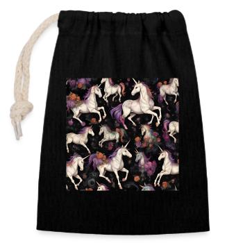 Unicorns Unicorn Fantasy Mix - Closable cotton gift bag (14x20cm) - black - Front