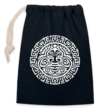Cultural magic of a Maori tattoo in round - Closable cotton gift bag (14x20cm) - navy - Front