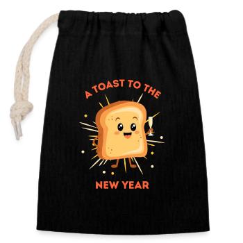 A toast to the new year - Closable cotton gift bag (14x20cm) - black - Front
