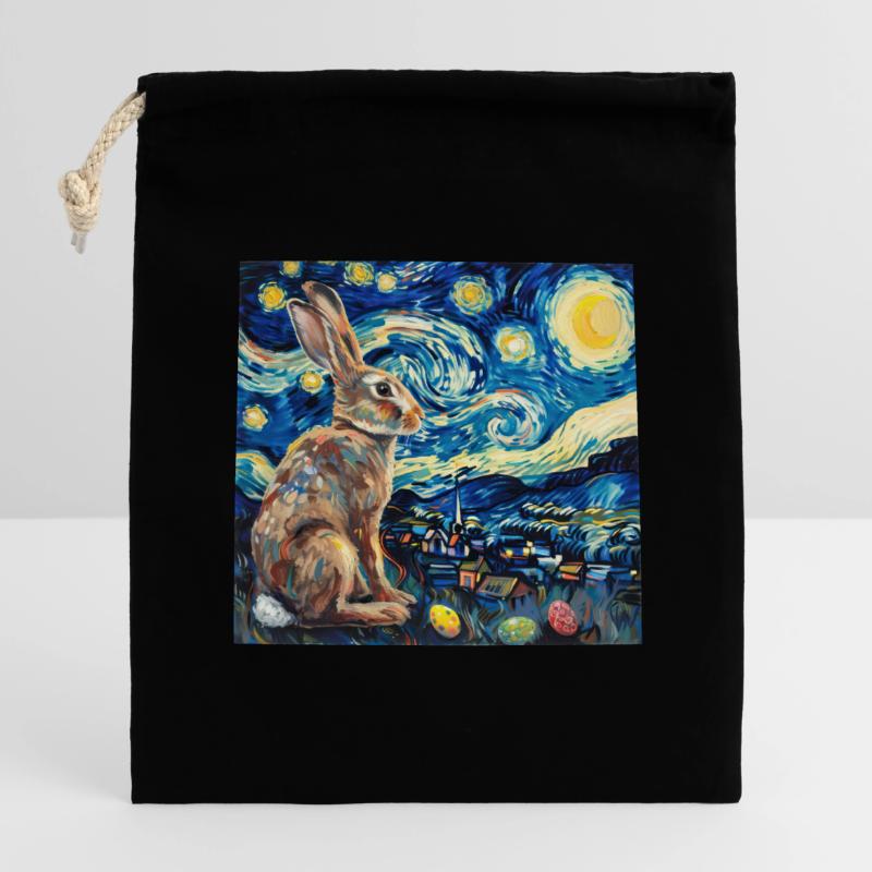 easter bunny, easter, bunny, happy easter, easter eggs Closable cotton gift bag (14x20cm)
