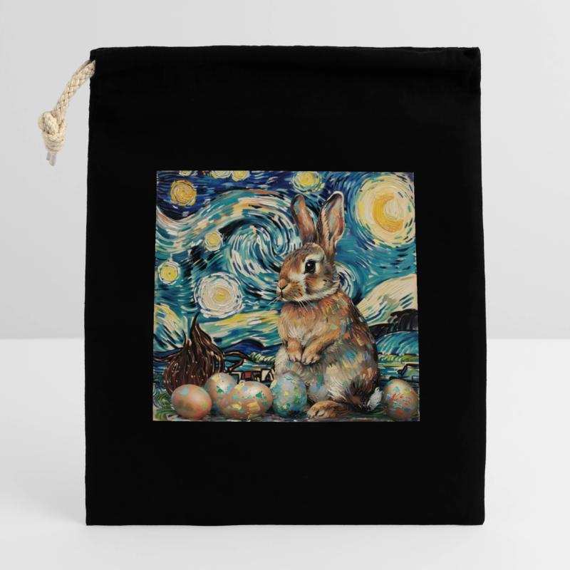 easter bunny, easter, bunny, happy easter, easter eggs Closable cotton gift bag (14x20cm)