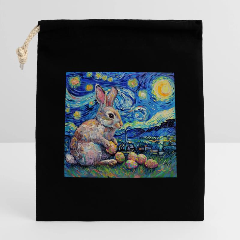easter bunny, easter, bunny, happy easter, easter eggs Closable cotton gift bag (14x20cm)