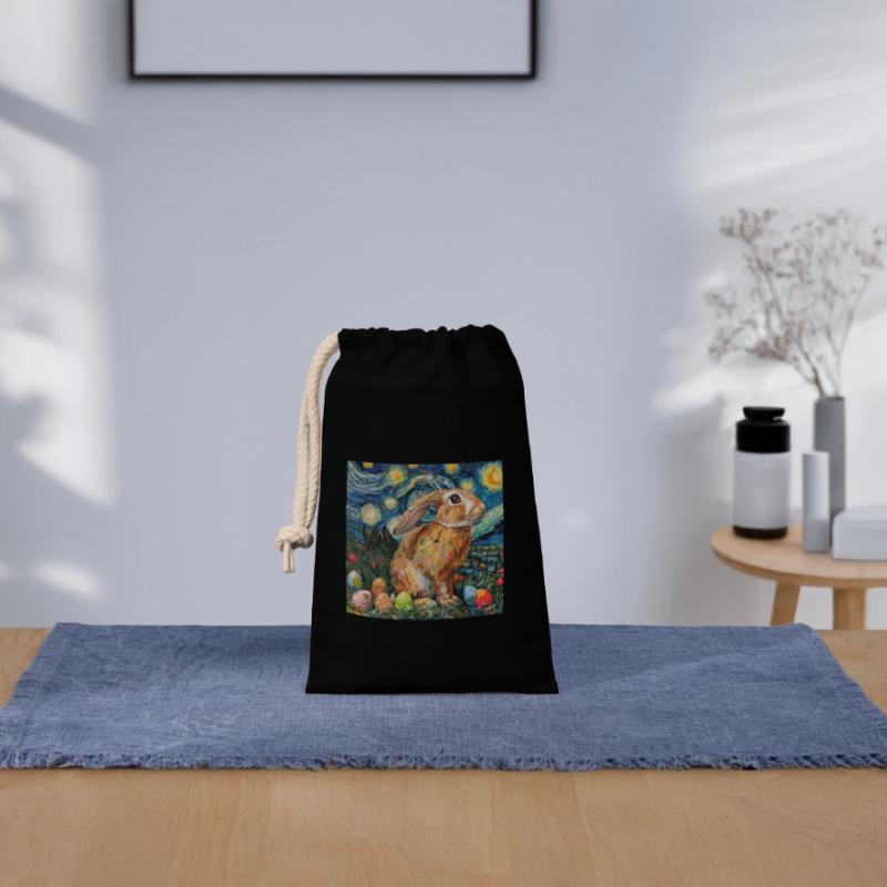 easter bunny, easter, bunny, happy easter, easter eggs Closable cotton gift bag (14x20cm)