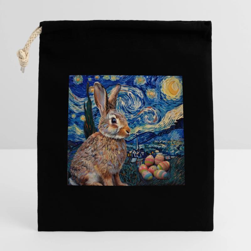 easter bunny, easter, bunny, happy easter, easter eggs Closable cotton gift bag (14x20cm)