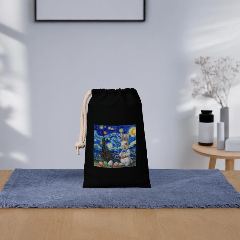 easter bunny, easter, bunny, happy easter, easter eggs Closable cotton gift bag (14x20cm)