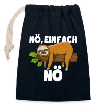 Faultier Nö, einfach Nö - Spruch - Verschließbarer Geschenkbeutel aus Baumwolle (14x20cm) - Navy - Vorne