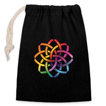 Keltische Regenbogen Blume Keltischer Knoten Bunt - Verschließbarer Geschenkbeutel aus Baumwolle (14x20cm) - Schwarz - Vorne