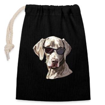 Weimaraner, Hund, Sonnenbrille, Sommer - Verschließbarer Geschenkbeutel aus Baumwolle (14x20cm) - Schwarz - Vorne